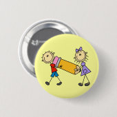 Priks Kinderen Met Potlood Ronde Button 5,7 Cm (Voorkant /achterkant)