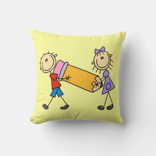 Prikt Kinderen Met Potlood Kussen (Voorkant)