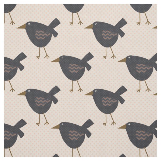 Prim Black Crows op poka-ondergrond Stof (Swatch)