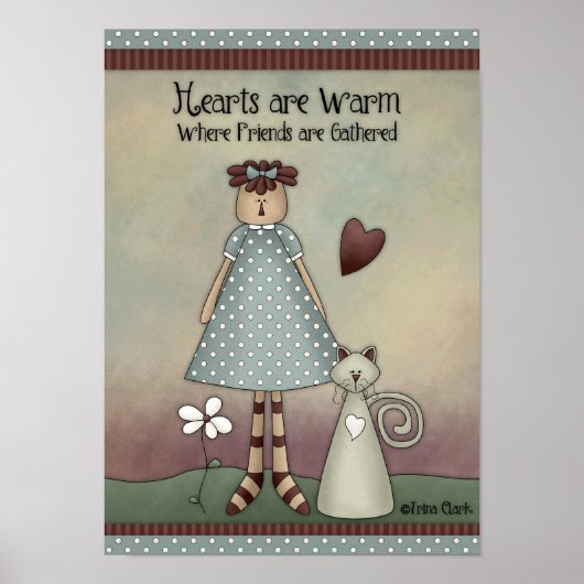 Prim Country Doll met Cat Poster (Voorkant)