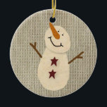 Prim Country Snowman Ornament<br><div class="desc">Deze prim Country Snowman Ornament is voorzien van een door de muis getrokken en gepatenteerde digitale kunst met primitieve sneeuwman.</div>