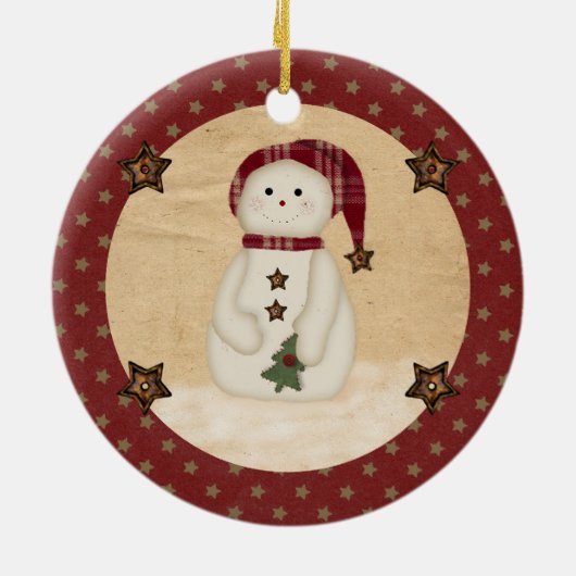 Prim Country Snowman Ornament (Achterkant)