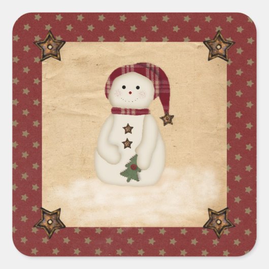 Prim Country Snowman Sticker (Voorkant)