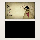 Prim Crow in a Watering Can - Gift Labels Visitekaartjes (Voorkant /achterkant)