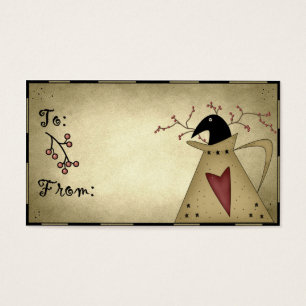 Prim Crow in a Watering Can - Gift Labels Visitekaartjes