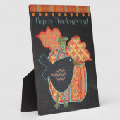 Prim Crow Patchwork Pompoen Happy Thanksgiving Fotoplaat (Zijkant)
