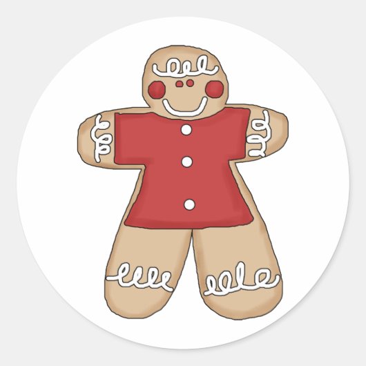 Prim Gingerbread Kerstkoekje Ronde Sticker (Voorkant)