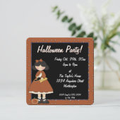 Prim Halloween Kind Party Invitation Girl 2 Kaart (Staand voorkant)