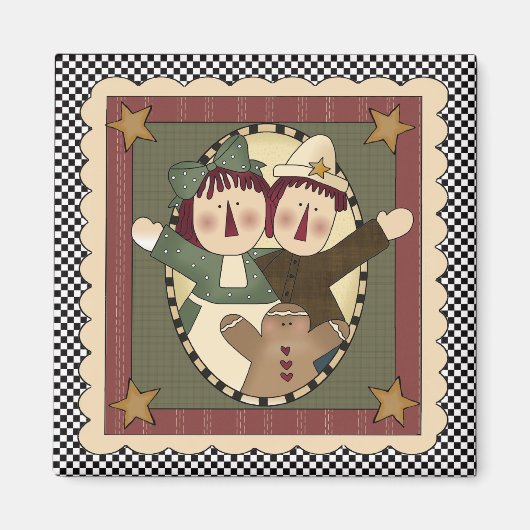 Prim Kerstmis Raggedies Magnet (Voorkant)