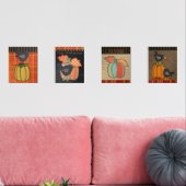 Prim Pompoenen en Kraai Thanksgiving Herfst Folk A Muurkunst Sets (Woonkamer)