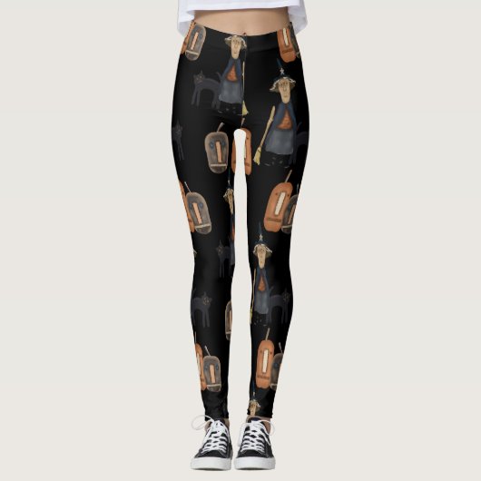 Prim Pumpkin, heks, kat | Halloween Leggings (Voorkant)