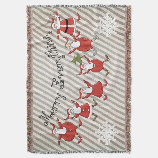 Prim Santas Merry Alles Throw Deken (Voorkant Verticaal)