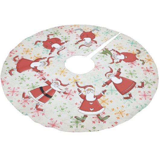 Prim Santas op kleurrijke sneeuwvlokken Kerstboom Rok (Gekanteld)