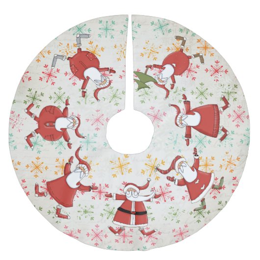 Prim Santas op kleurrijke sneeuwvlokken Kerstboom Rok (Voorkant)