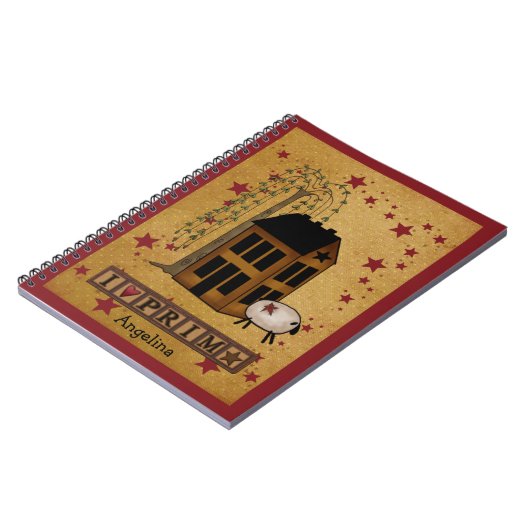 Prim Sheep and Saltbox Custom Spiral Notebook Notitieboek (Linkerzijde)