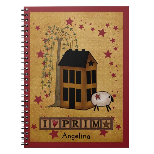 Prim Sheep and Saltbox Custom Spiral Notebook Notitieboek (Voorkant)