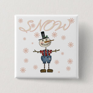 Prim Snowman T-shirts en cadeaus Vierkante Button 5,1 Cm