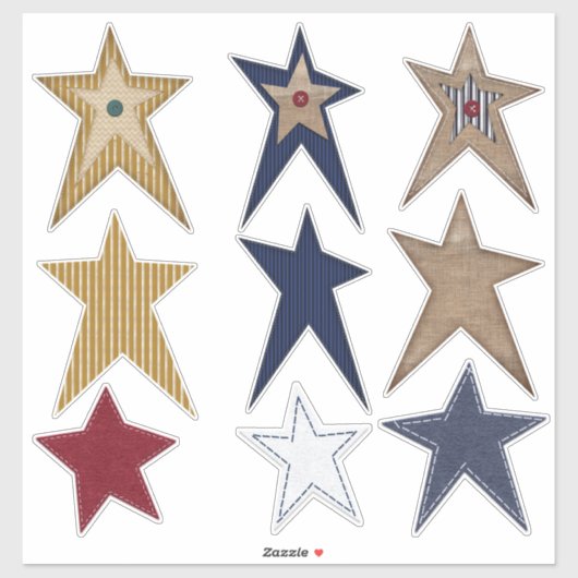 Prim Stars Felt Look Burlap Look Fun Sticker (Vel)