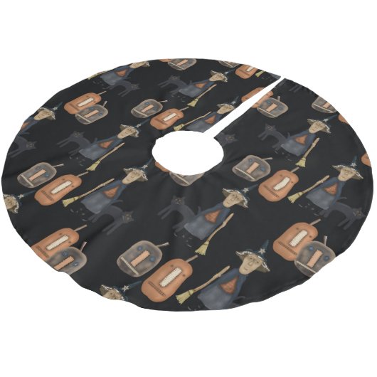 Prim Witch met Broom Halloween Kerstboom Rok (Gekanteld)
