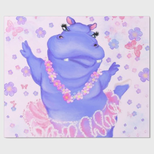 Prima Ballerina Hippo - Happy Dancer Cadeaupapier (Vlak)