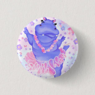 Prima Ballerina Hippo - Happy Dancer Ronde Button 3,2 Cm