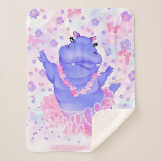 Prima Ballerina Hippo - Happy Dancer Sherpa Deken (Voorkant)