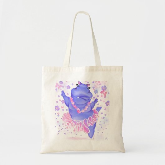 Prima Ballerina Hippo - Happy Dancer Tote Bag (Voorkant)