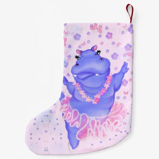 Prima Ballerina Hippo - Jouw naam toevoegen / teks Kleine Kerstsok (Achterkant)