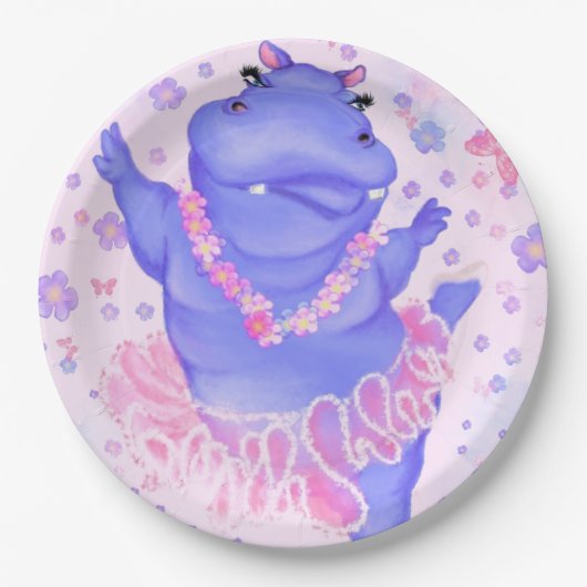 Prima Ballerina Hippo - Jouw naam toevoegen / teks Papieren Bordje (Voorkant)
