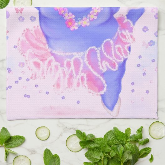 Prima Ballerina Hippo - Jouw naam toevoegen / teks Theedoek (Gevouwen)