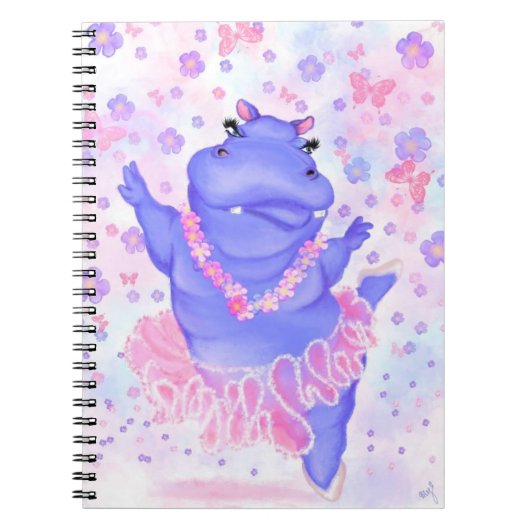 Prima Ballerina Hippo - Voeg Jouw tekst toe / Naam Notitieboek (Voorkant)