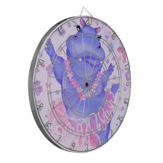 Prima Ballerina Hippo - Voeg uw Afbeelding/tekst t Dartbord (Voorkant Links)