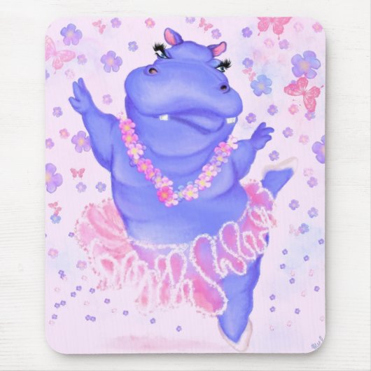 Prima Ballerina Hippo - Voeg uw Afbeelding/tekst t Muismat (Voorkant)