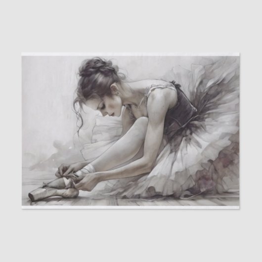 Prima Ballerina Monochrome Decoupage Tissuepapier (Voorkant)