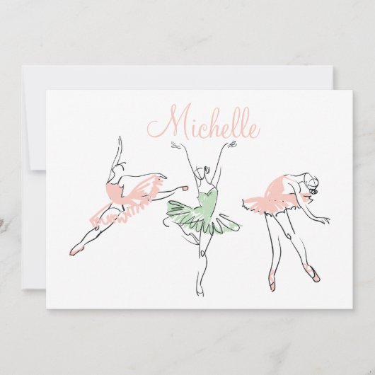 Prima Ballerina Personalized Stationery Notitiekaartje (Voorkant)