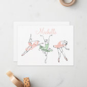 Prima Ballerina Personalized Stationery Notitiekaartje (Voorkant / Achterkant in situ)