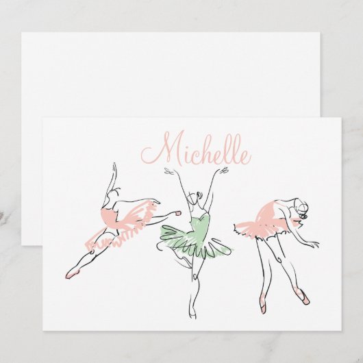 Prima Ballerina Personalized Stationery Notitiekaartje (Voorkant / Achterkant)