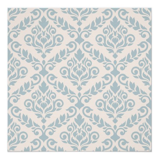 Prima Damask Big Ptn Blue op Cream Poster (Voorkant)