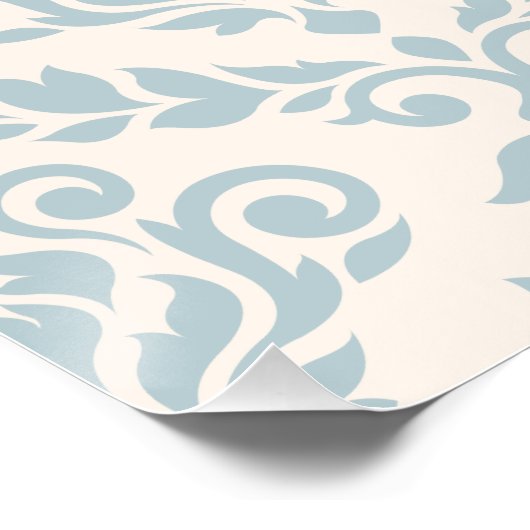 Prima Damask Big Ptn Blue op Cream Poster (Hoek)