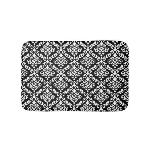 Prima Damask Pattern White op Black Badmat (Voorkant)