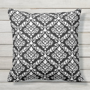 Prima Damask Pattern White op Black Buitenkussen