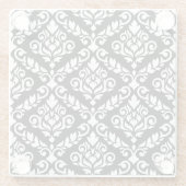Prima Damask Pattern Wit op Zwart Glazen Onderzetter (Achterkant)