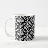 Prima Damask Pattern Wit op Zwart Koffiemok (Links)