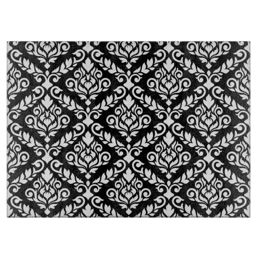 Prima Damask Pattern Wit op Zwart Snijplank (Voorkant)