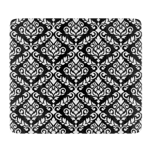 Prima Damask Pattern Wit op Zwart Snijplank (Voorkant)