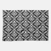 Prima Damask Pattern Wit op Zwart Theedoek (Horizontaal)