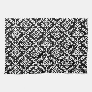 Prima Damask Pattern Wit op Zwart Theedoek