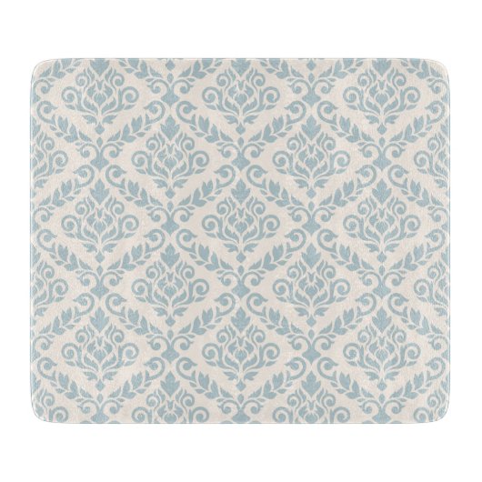Prima Damast Patroon Blauw op Cream Snijplank (Voorkant)