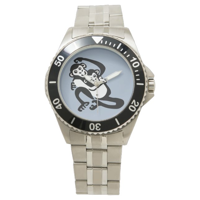 Primaat - BONOBO - Bedreigde chimpansee - Blauw Horloge (Voorkant)