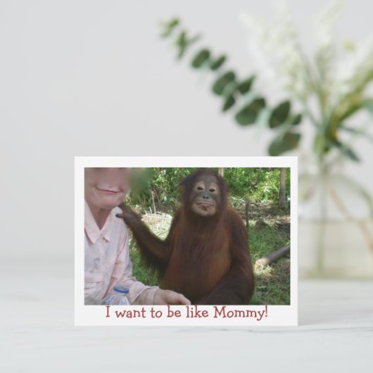  primaat glimlacht als mama briefkaart (Staand voorkant)